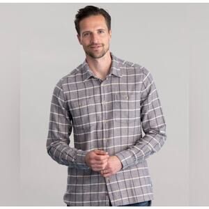 Barbour Gretna Acorn Windowpane Tailored Fit Button-Down Shirt Gray Men's Size M
